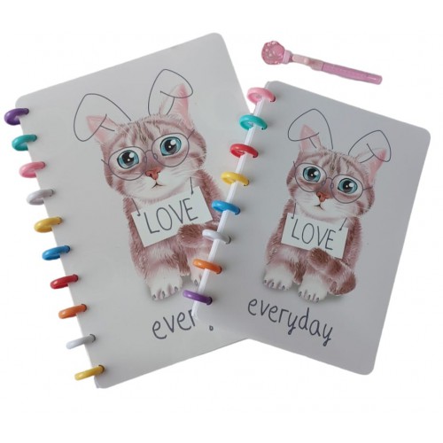 Kit caderno inteligente gato Love